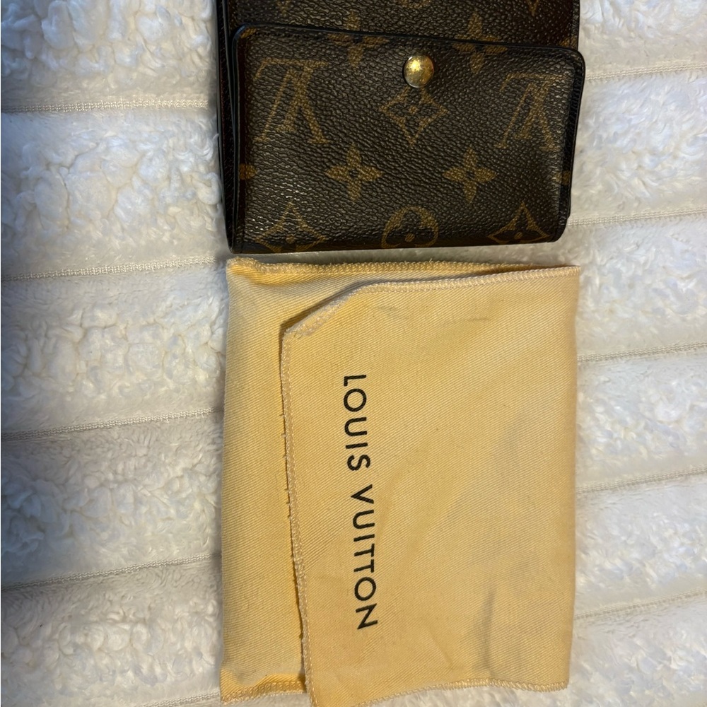 Louis Vuitton Brown Monogram Wallet with Gold Zipper